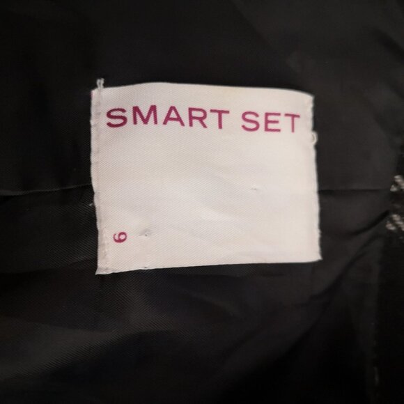 Smart Set Ladies Size 9 Black & Grey Plaid Belted Fully Lined Jacket/Blazer - Picture 3 of 11
